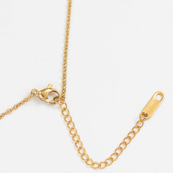 Stainless Steel Disc Pendant Crystal Gold Necklace - Picture 7 of 8